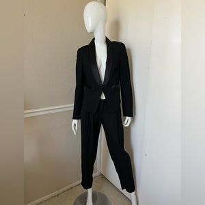 ARMAND BASI VINTAGE! Black Viscose/Wool Fitted Jacket & Trousers Suit Sz EUR 40